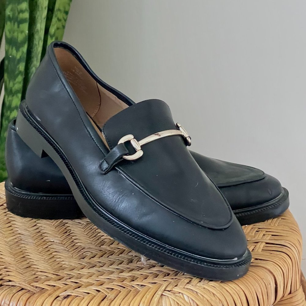 H&M Black Loafers Gold Hardware Size 39